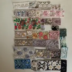 インド刺繍リボン　細かいハギレ35枚