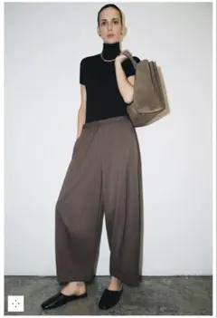 ZARA ZWコレクション ワイドパンツ ブラウン M 美品 現行商品　ゆったり