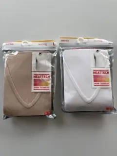 【新品未開封】UNIQLO HEATTECH 2枚セットLサイズ(白、ベージュ）