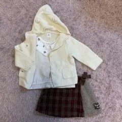 カーディガン　カットソー　スカート