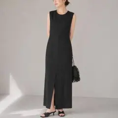 BEAUTY&YOUTH レーヨンブレンド ネップ タイト マキシワンピース