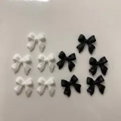 ネイルパーツ　リボン　ホワイト×ブラック　10pセット