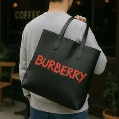 希少 バーバリー グラフィティプリントノバチェック トートバッグ オールレザー