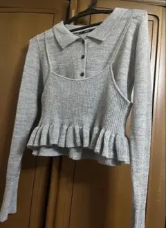 カスタネ　モヘアニットビスチェSET グレー　SAWAMOTO企画