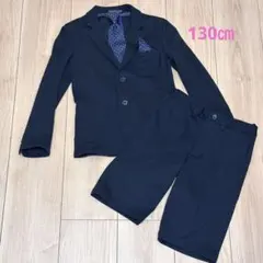 美品★ キッズ スーツ セットアップ 卒園 入学式 黒ストライプ 130 日本製