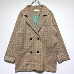 シロンフシ　チェック柄 テーラードジャケット　ブラウン　Sサイズ 美品