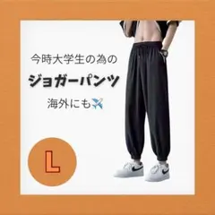 ジョガーパンツ 大学生　海外旅行　ファッション　速乾 男女兼用 ブラック　L