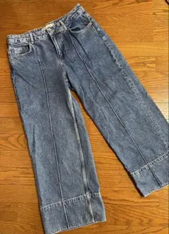 【美品】ザラ wide-leg クロップドハイウエスト フロントシーム デニム