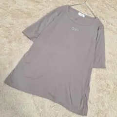 Ladies'Fashon カットソー ベージュ ワンポイント【XL】