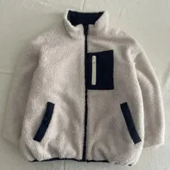 GU キッズ　ボアリバーシブルブルゾン　120 オフホワイト　ネイビー