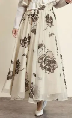 FENNEL　フェンネル　フラワープリントシフォンフレアスカート　ヤマダヤ