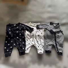 H&M 新生児カバーオール3点セット 星柄 ストライプ　50cm