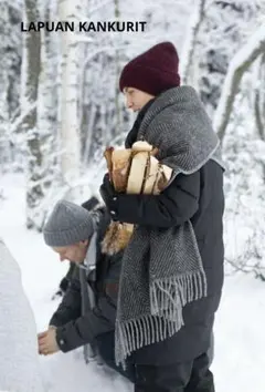 LAPUAN KANKURIT　ポケットショール　グレーブラック