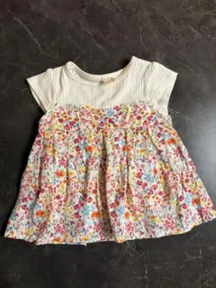 プティマイン　90 petit main 花柄トップス チュニック　半袖　夏服