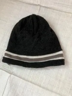 BEAUTY&YOUTH ウールニット帽 黒 ストライプ