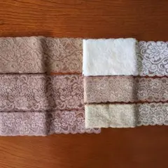 C218:幅広茶色系白色2m6本ストレッチレース