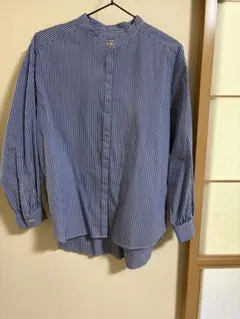 【美品】THE SUIT COMPANY ストライプバンドカラーシャツ 長袖のサムネイル