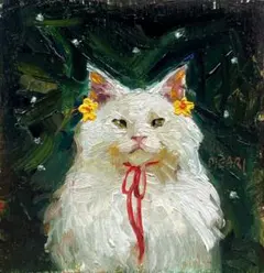 Limited 絵画 猫 kawaii ハチワレ猫の絵 猫雑貨 美術品 オブジェ