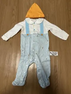 moimoln 水色チェックロンパース 70