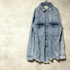 アヴァンリリィ　綿100%　デニムシャツ　アシンメトリー　フリンジ　長袖　羽織り
