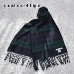 【美品】 ジョンストンズ カシミヤ100％ 中判ストール ブラックウォッチ