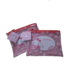 【日本限定】ハローキティ ビニールポーチ　フラワーデザイン 2個セット