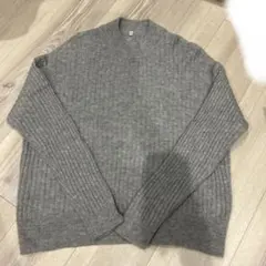 無印　ウールニット　丸襟ニット　メリノニット　グレーニット　M 柔らかニット