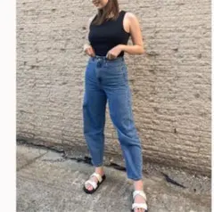 H&Mデニム マムストレートパンツ ジーンズ　36