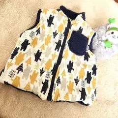【90】アカチャン本舗 リバーシブル ベビー用 フリース ベスト 男の子