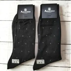 Aquascutum ブラックドット柄ソックス2足セット