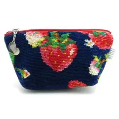 極美品 FEILER フェイラー ポーチ ストロベリーフィールド 紺