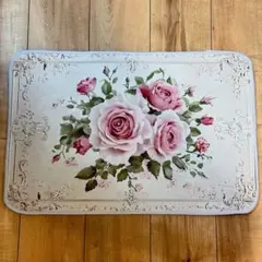 ローズ マット 薔薇 50×80 滑り止め 上品 ヨーロピアン エレガント