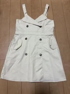 ジャンパースカート ダブルボタン ベージュ