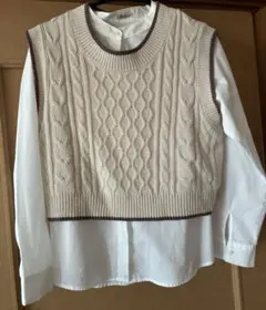Rafnaf しまむら　白シャツ　ベストのサムネイル