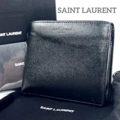 ⭐️極美品⭐️サンローラン 二つ折り財布 キャビアスキン メンズ 札入れ 黒 ロゴ サンローラン(SAINT LAURENT) ブラック 財布 | 通販・人気ランキング