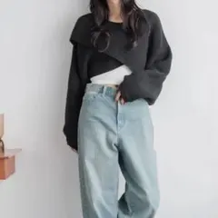 【新品未使用】LOWRYS FARM メニーウェイカシュクールLS ブラック