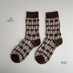 靴下　レディースソックス　格子　チェック　トレンド　ブラウン　おしゃれ