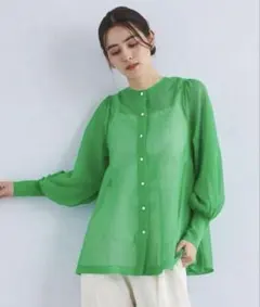 美品☆green label relaxingシアー ペプラムカーデ