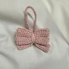 編み物 ハンドメイド リボン キーホルダー