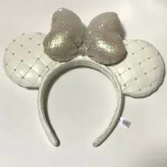 ディズニー　ミニー　カチューシャ　キルティング　パールレザー　スパンコール