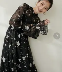 natural couture フラワージャガード プチハイパイピングワンピース