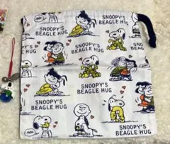 スヌーピーのビッグハグ巾着とストラップセット