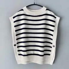 MACKINTOSH x BATONER 25SS コットンボーダーニットベストのサムネイル