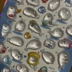 あざらし☆3D立体 ボンボンドロップ シール