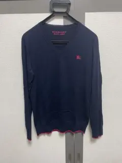 バーバリーブラックレーベル ネイビー Vネックセーター サイズ3 中古美品