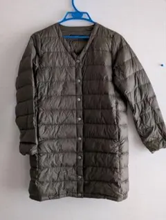 ニコアンド ダウンジャケット　ロング M　カーキ　薄手