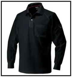寅壱　 赤耳 　5959-614 　ポロシャツ 長袖 　4L 　黒　作業服のサムネイル