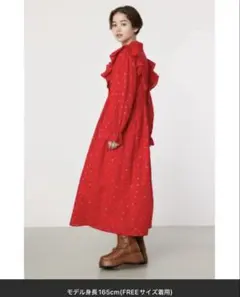 フラワーパターンフリルワンピース