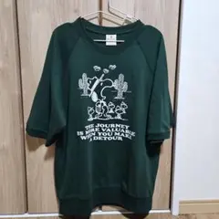 GU×PEANUTS スヌーピー Tシャツ グリーン S