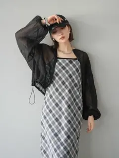 「新品」 バイアスチェックキャミワンピース ブラック lumier リュミエ同型